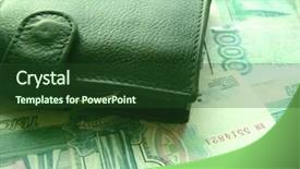  Presentation with russia - Beautiful theme featuring bank bank funds transfer - purse laying on banknotes backdrop and a tawny brown colored foreground