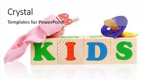  Presentation with kids alphabet - PPT theme enhanced with fundaments - kids word formed by colorful background and a white colored foreground