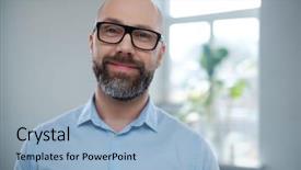  Presentation with middle ages - Slide deck having bearded middle-aged man wearing background and a light blue colored foreground