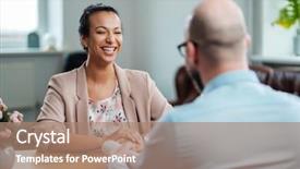  Presentation with job interview - PPT layouts with black girl attending job interview background and a coral colored foreground