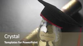  Presentation with cash - Slide deck enhanced with funding - bottle of cash with graduation background and a violet colored foreground