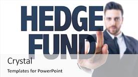  Presentation with business - Cool new slide set with funding - business man pointing the text backdrop and a white colored foreground