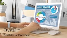  Presentation with online banking - Slide deck consisting of funding search - online banking concept woman using background and a coral colored foreground