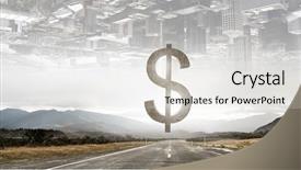  Presentation with transportation - Slide set having funding transportation - big stone dollar currency sign background and a light gray colored foreground