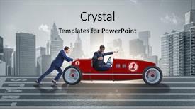  Presentation with teamwork - Colorful slide set enhanced with funding transportation - businessman car pushing in teamwork backdrop and a  colored foreground