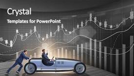  Presentation with eco friendly car concept - PPT theme consisting of funding transportation - businessman car pushing in teamwork background and a  colored foreground