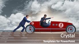  Presentation with teamwork - Amazing slide set having funding transportation - businessman car pushing in teamwork backdrop and a  colored foreground