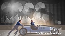  Presentation with eco friendly car concept - Slide set consisting of funding transportation - businessman car pushing in teamwork background and a  colored foreground