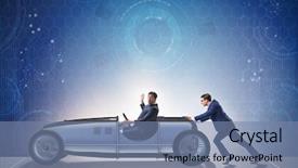  Presentation with teamwork - PPT layouts having funding transportation - businessman car pushing in teamwork background and a  colored foreground