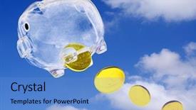  Presentation with transportation - Slide deck consisting of funding transportation - flying moneybox against blue sky background and a teal colored foreground