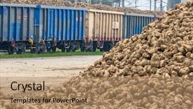  Presentation with freight transportation - Audience pleasing presentation design consisting of funding transportation - sugar beet and freight train backdrop and a coral colored foreground