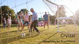  Presentation with math children concepts - Amazing PPT layouts having fundraiser goal - children playing football match backdrop and a gold colored foreground