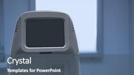  Presentation with ophthalmologist - Slides with eye fundus - modern tonometer in ophthalmologist's office background and a ocean colored foreground