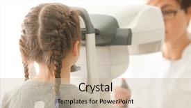  Presentation with ophthalmologist - Cool new PPT theme with eye fundus - ophthalmologist measuring intraocular pressure backdrop and a soft green colored foreground