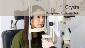  Presentation with weeping eye - PPT layouts consisting of patient during an eye examination background and a light gray colored foreground