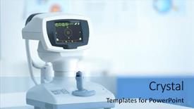  Presentation with eye medical - Colorful slides enhanced with fundus camera in medical office backdrop and a  colored foreground