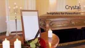  Presentation with funeral candle - PPT layouts consisting of black ribbon burning candle background and a coral colored foreground