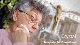  Presentation with funeral - Theme enhanced with funeral wake - elderly woman with a crucifix background and a coral colored foreground