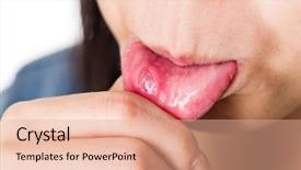  Presentation with fungal infection - Presentation consisting of fungal infection - woman suffer from mouth aphtha background and a coral colored foreground
