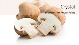  Presentation with fungi - Presentation design with fungi - fresh champignon mushrooms isolated background and a lemonade colored foreground