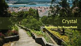  Presentation with stairs - PPT theme featuring funicular-and-stone-stairs background and a tawny brown colored foreground