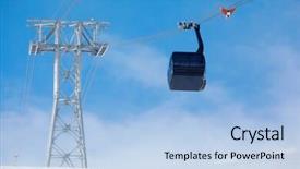  Presentation with mountains - Presentation having funicular-in-mountains-on-sunny background and a light blue colored foreground