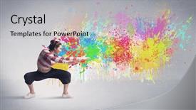  Presentation with hip hop dancing - PPT theme consisting of funky contemporary hip hop dancer background and a light gray colored foreground