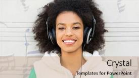  Presentation with afro - Presentation theme featuring funky free - afro-american with headphones background and a  colored foreground