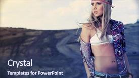  Presentation with hippie - Theme consisting of funky free - beautiful young woman hippie posing background and a ocean colored foreground