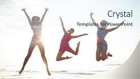  Presentation with diversity students friends happiness concept - Cool new slide deck with funky groovy - friendship summer vacation freedom happiness backdrop and a sky blue colored foreground