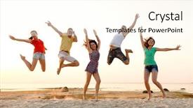  Presentation with groovy - PPT theme featuring funky groovy - friendship summer vacation holidays party background and a cream colored foreground