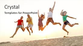  Presentation with summer party - Slides having funky groovy - friendship summer vacation holidays party background and a  colored foreground