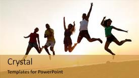  Presentation with summer party - PPT theme enhanced with funky groovy - friendship summer vacation holidays party background and a gold colored foreground