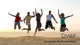  Presentation with summer party - Theme having funky groovy - friendship summer vacation holidays party background and a coral colored foreground