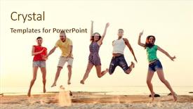  Presentation with summer party - Audience pleasing slide set consisting of funky groovy - friendship summer vacation holidays party backdrop and a cream colored foreground