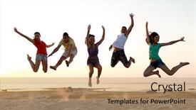  Presentation with summer party - Cool new slide set with funky groovy - friendship summer vacation holidays party backdrop and a coral colored foreground