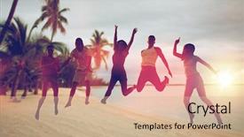  Presentation with summer trees - PPT theme with funky groovy - summer holidays fun and people background and a lemonade colored foreground