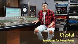  Presentation with switchboard - Audience pleasing PPT theme consisting of funky groovy - woman in casualwear sitting backdrop and a tawny brown colored foreground