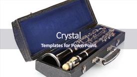  Presentation with clarinet - Amazing presentation theme having funky instrument - antique clarinet in case isolated backdrop and a ocean colored foreground