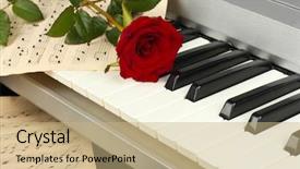 Presentation with piano keyboard - Audience pleasing presentation theme consisting of funky instrument - background of piano keyboard backdrop and a coral colored foreground