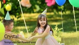  Presentation with birthday kids - Audience pleasing slide deck consisting of funky kids - children celebrating birthday in park backdrop and a  colored foreground