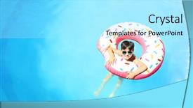  Presentation with swimming pool - PPT theme consisting of funky kids - cute little boy with inflatable background and a arctic colored foreground