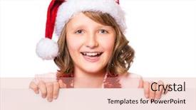  Presentation with christmas empty blank letter - Slides featuring funky kids - little girl wearing santa claus background and a coral colored foreground