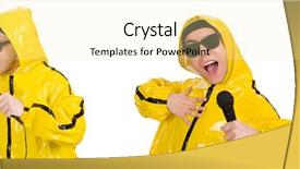  Presentation with mic - Slide deck featuring funky music montage - funny performer with mic isolated background and a  colored foreground