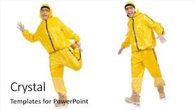  Presentation with yellow - Beautiful theme featuring funky music montage - modern dancer in yellow dress backdrop and a white colored foreground