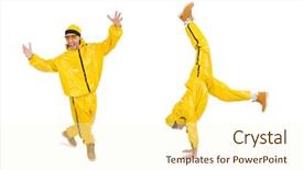  Presentation with modern eye glasses on yellow - Slides consisting of funky music montage - modern dancer in yellow dress background and a  colored foreground