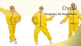  Presentation with performer - Colorful PPT theme enhanced with funky music montage - young performer isolated backdrop and a blonde colored foreground