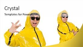  Presentation with performer - Amazing PPT theme having funky music montage - young performer isolated backdrop and a  colored foreground