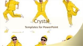  Presentation with performer - Colorful slides enhanced with funky music montage - young performer isolated backdrop and a  colored foreground