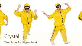  Presentation with performer - Audience pleasing PPT layouts consisting of funky music montage - young performer isolated backdrop and a  colored foreground